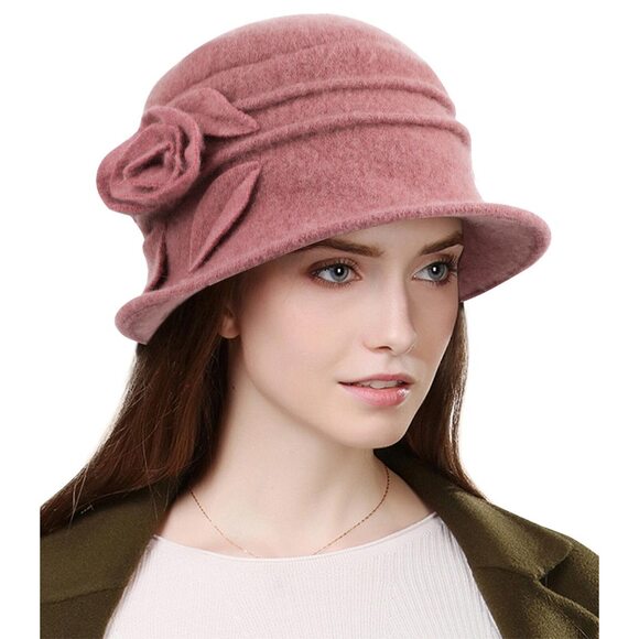 8166 Women Beret Hat French Vintage Floral Wool Dress Cloche Classic Winter main image 6